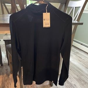 New Figs Black Merino Wool Mock Neck Underscrub